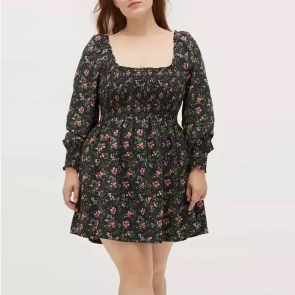 Hill House Floral Long Sleeve Dress - Black and Pink